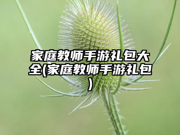 家庭教师手游礼包大全(家庭教师手游礼包)