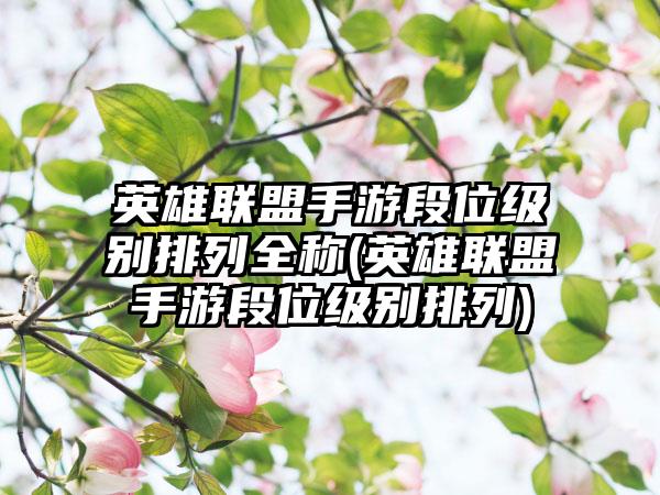 英雄联盟手游段位级别排列全称(英雄联盟手游段位级别排列)