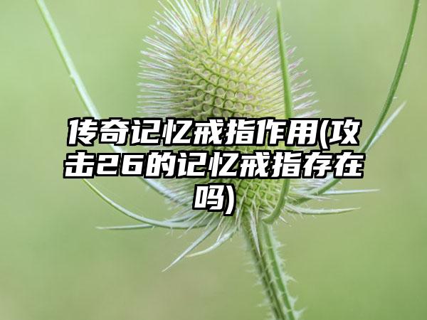 传奇记忆戒指作用(攻击26的记忆戒指存在吗)