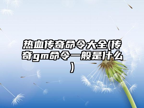 热血传奇命令大全(传奇gm命令一般是什么)