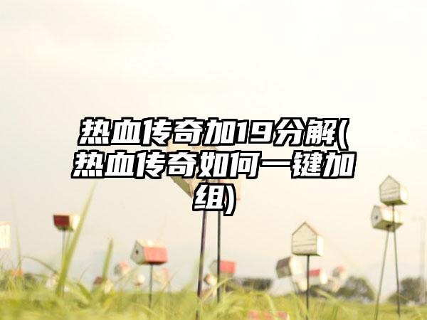 热血传奇加19分解(热血传奇如何一键加组)