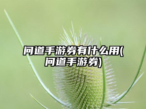 问道手游券有什么用(问道手游券)