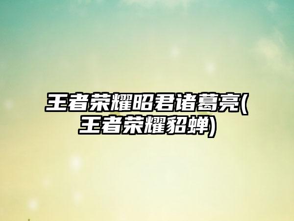 王者荣耀昭君诸葛亮(王者荣耀貂蝉)