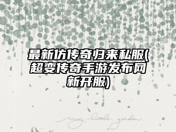 最新仿传奇归来私服(超变传奇手游发布网新开服)