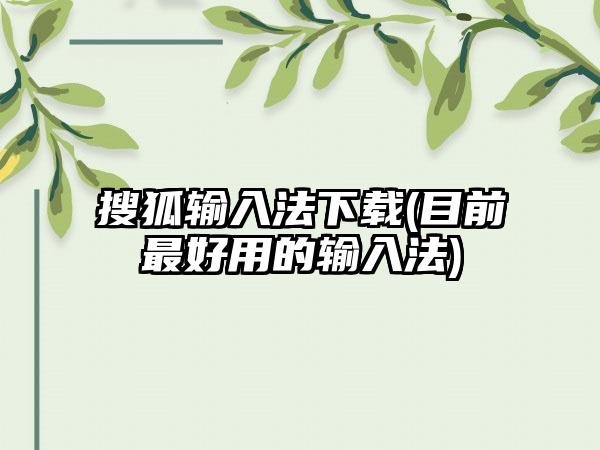 搜狐输入法下载(目前最好用的输入法)