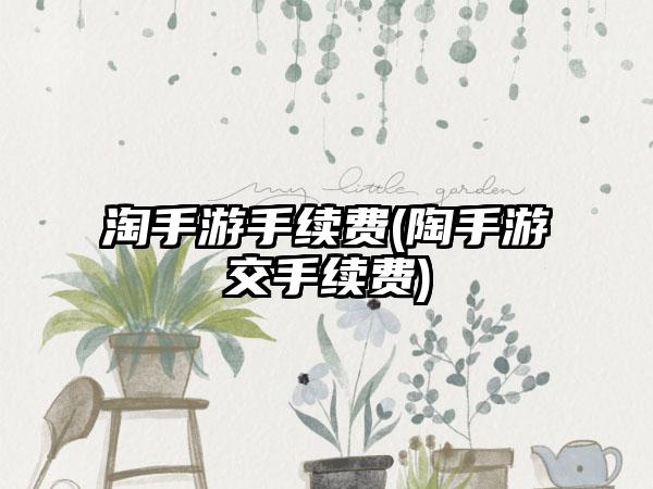 淘手游手续费(陶手游交手续费)