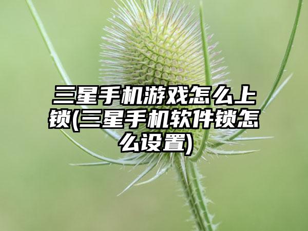 三星手机游戏怎么上锁(三星手机软件锁怎么设置)