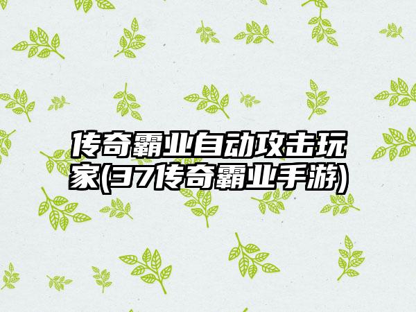 传奇霸业自动攻击玩家(37传奇霸业手游)