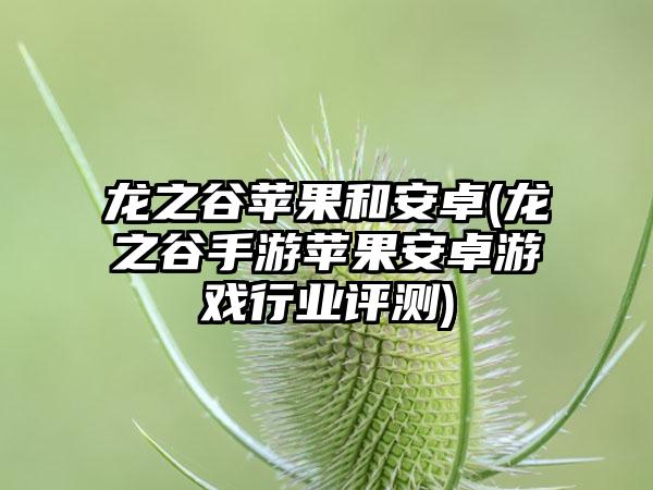 龙之谷苹果和安卓(龙之谷手游苹果安卓游戏行业评测)