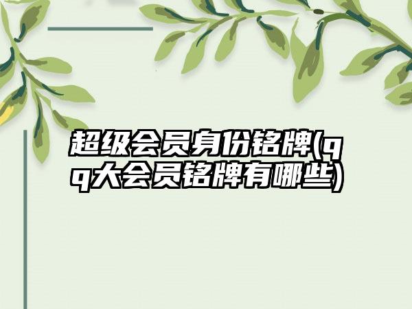 超级会员身份铭牌(qq大会员铭牌有哪些)