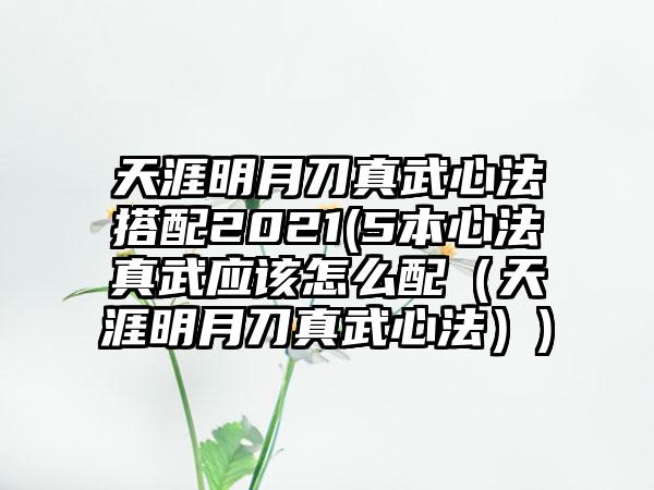 天涯明月刀真武心法搭配2021(5本心法真武应该怎么配（天涯明月刀真武心法）)