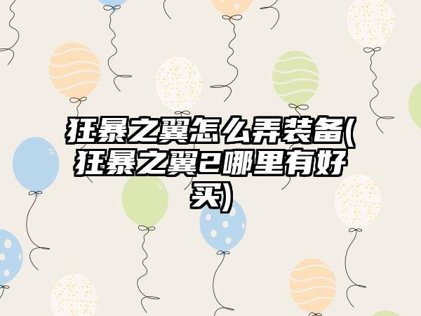 狂暴之翼怎么弄装备(狂暴之翼2哪里有好买)