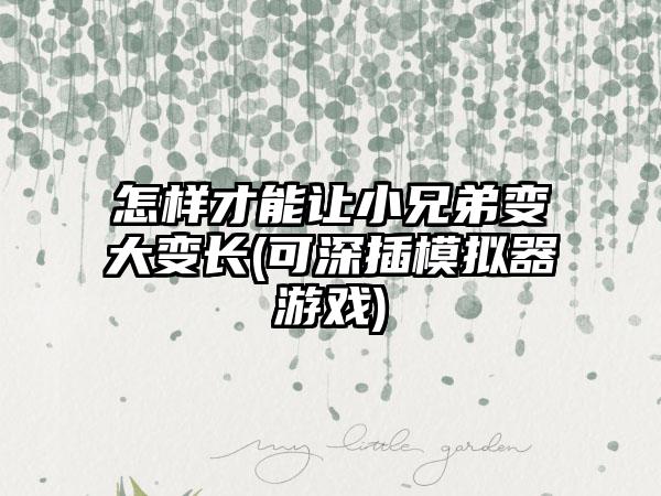 怎样才能让小兄弟变大变长(可深插模拟器游戏)