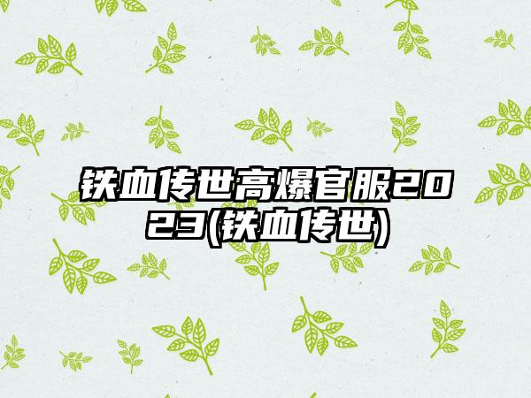 铁血传世高爆官服2023(铁血传世)