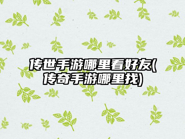 传世手游哪里看好友(传奇手游哪里找)