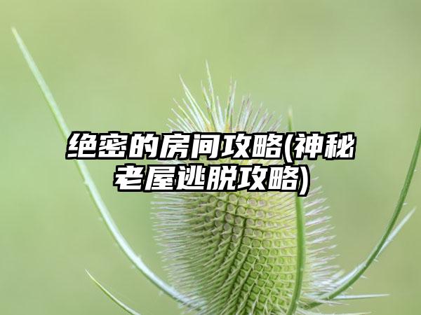绝密的房间攻略(神秘老屋逃脱攻略)