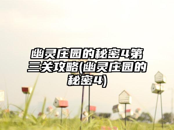 幽灵庄园的秘密4第三关攻略(幽灵庄园的秘密4)