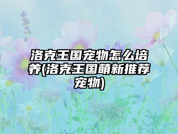 洛克王国宠物怎么培养(洛克王国萌新推荐宠物)