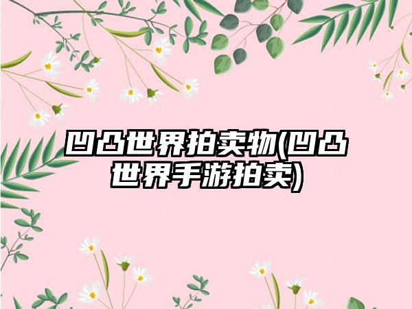 凹凸世界拍卖物(凹凸世界手游拍卖)
