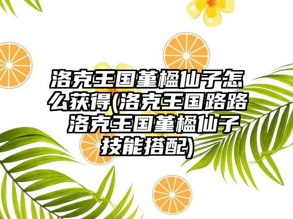 洛克王国堇楹仙子怎么获得(洛克王国路路 洛克王国堇楹仙子技能搭配)