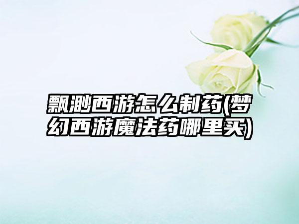 飘渺西游怎么制药(梦幻西游魔法药哪里买)