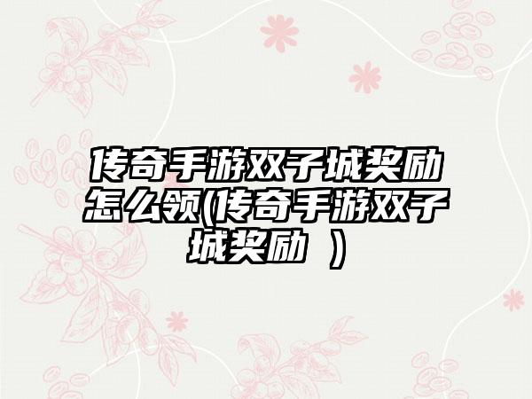 传奇手游双子城奖励怎么领(传奇手游双子城奖励 )
