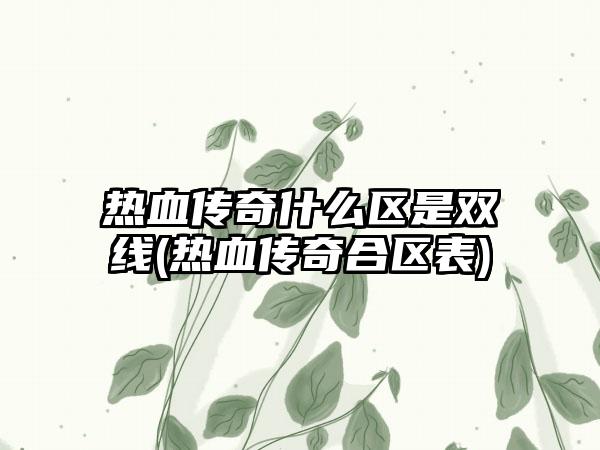 热血传奇什么区是双线(热血传奇合区表)