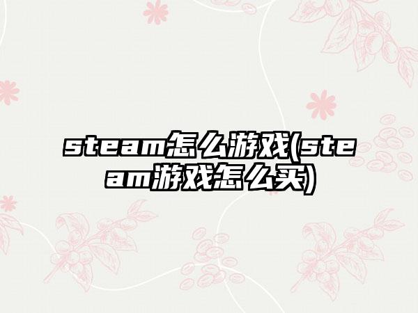 steam怎么游戏(steam游戏怎么买)