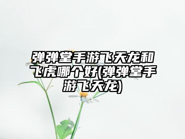 弹弹堂手游飞天龙和飞虎哪个好(弹弹堂手游飞天龙)