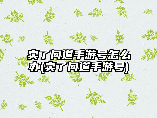 卖了问道手游号怎么办(卖了问道手游号)