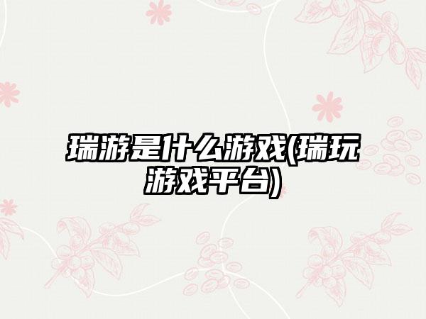 瑞游是什么游戏(瑞玩游戏平台)