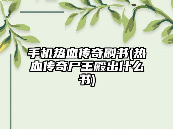 手机热血传奇刷书(热血传奇尸王殿出什么书)