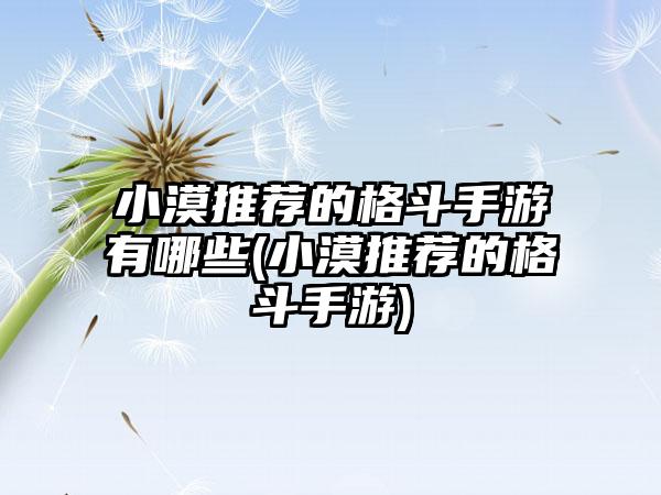 小漠推荐的格斗手游有哪些(小漠推荐的格斗手游)