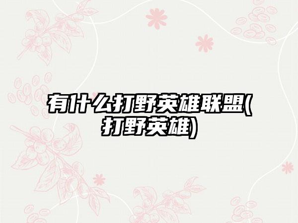 有什么打野英雄联盟(打野英雄)