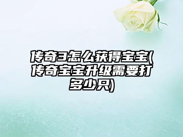 传奇3怎么获得宝宝(传奇宝宝升级需要打多少只)