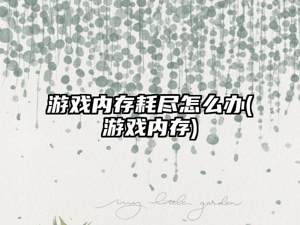 游戏内存耗尽怎么办(游戏内存)