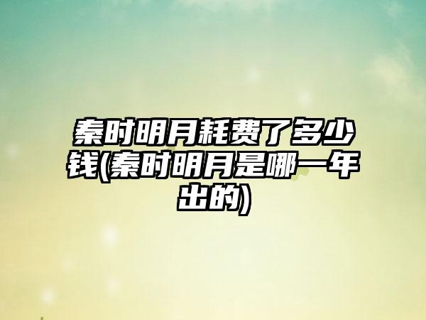 秦时明月耗费了多少钱(秦时明月是哪一年出的)