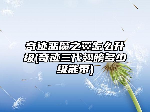 奇迹恶魔之翼怎么升级(奇迹三代翅膀多少级能带)