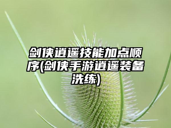 剑侠逍遥技能加点顺序(剑侠手游逍遥装备洗练)