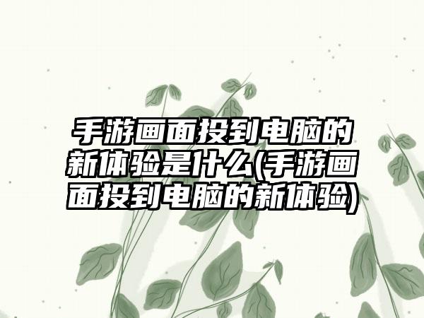 手游画面投到电脑的新体验是什么(手游画面投到电脑的新体验)