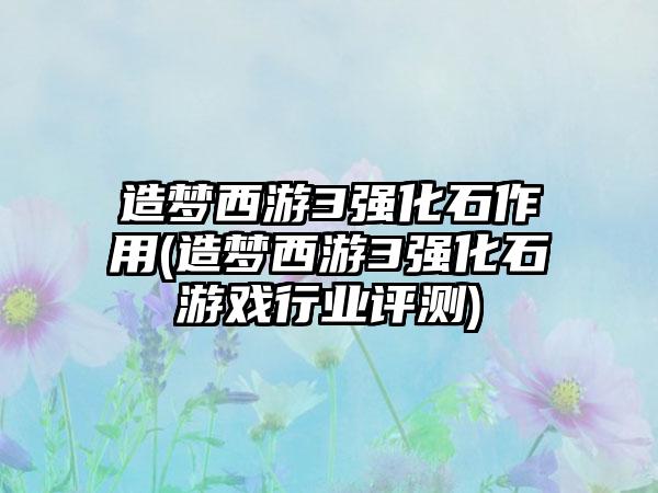 造梦西游3强化石作用(造梦西游3强化石游戏行业评测)
