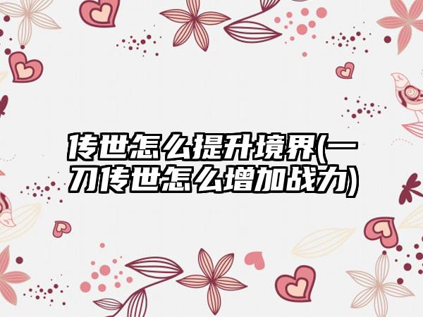传世怎么提升境界(一刀传世怎么增加战力)