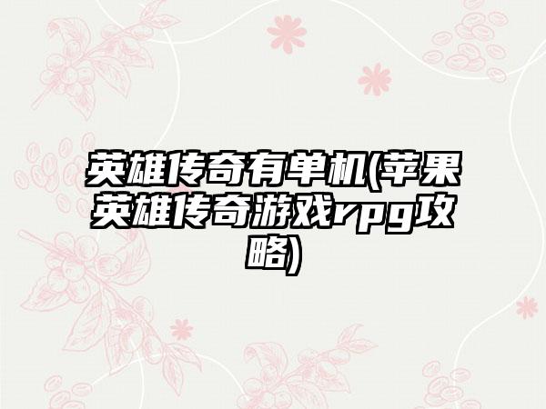 英雄传奇有单机(苹果英雄传奇游戏rpg攻略)