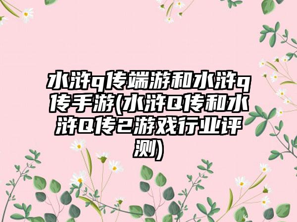 水浒q传端游和水浒q传手游(水浒Q传和水浒Q传2游戏行业评测)
