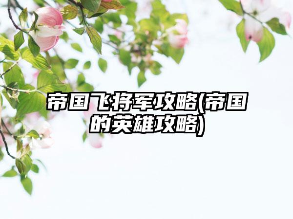 帝国飞将军攻略(帝国的英雄攻略)