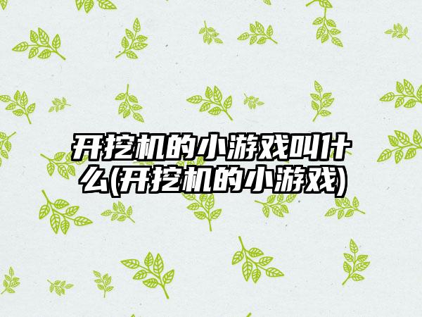 开挖机的小游戏叫什么(开挖机的小游戏)
