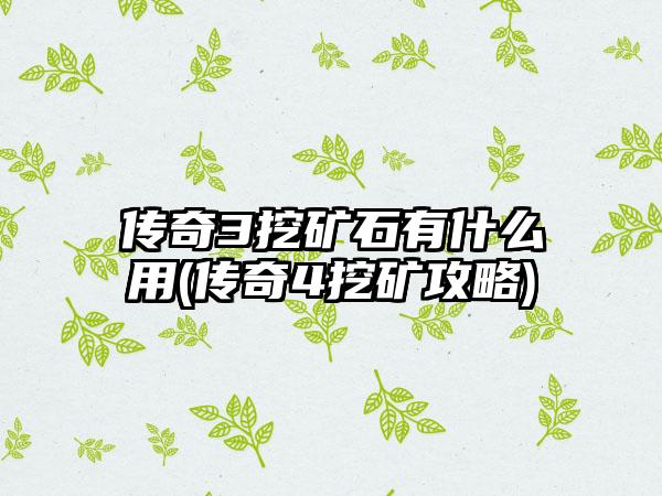传奇3挖矿石有什么用(传奇4挖矿攻略)
