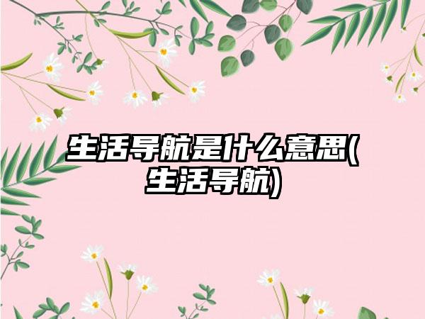生活导航是什么意思(生活导航)