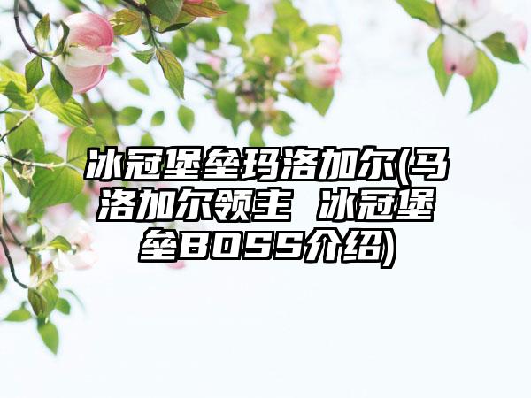 冰冠堡垒玛洛加尔(马洛加尔领主 冰冠堡垒BOSS介绍)