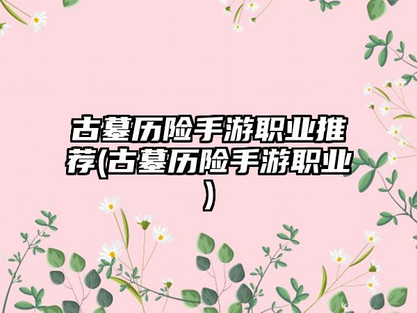 古墓历险手游职业推荐(古墓历险手游职业)